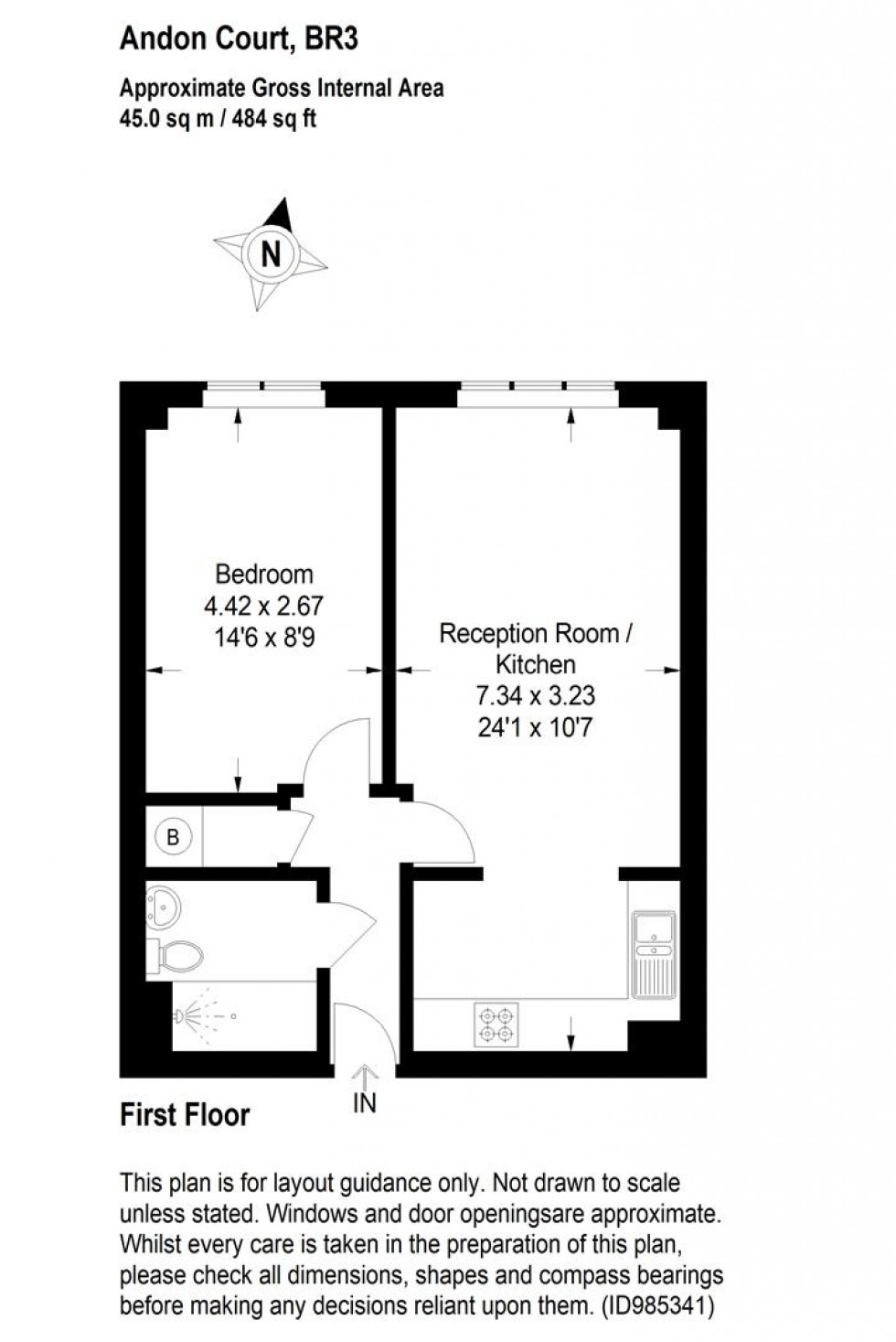 Floorplan for Flat 16, Andon Court, 198 Croydon Road